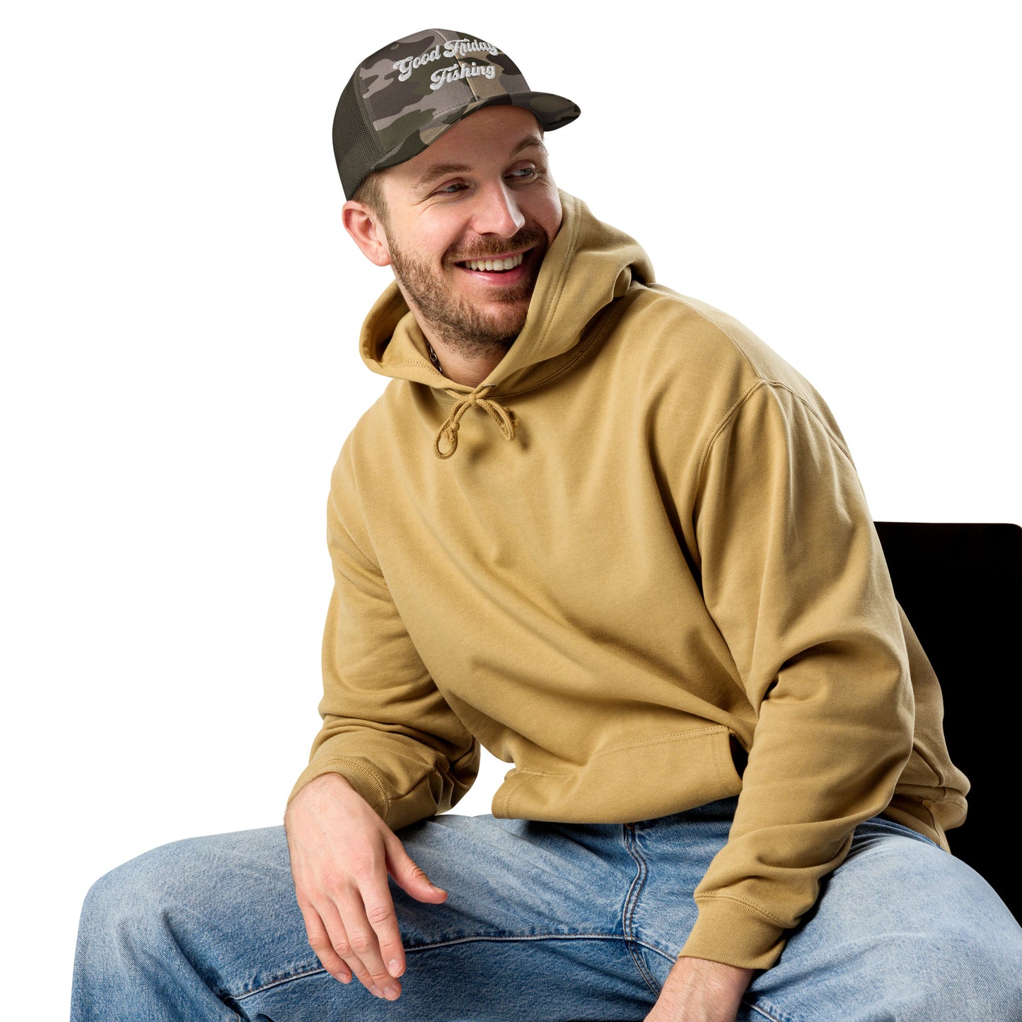 Camo Trucker Hat - White